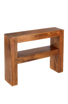 Elm Home And Garden Solid Dark Brown Wood Console Hall Telephone Table Small Slim H76 x W100 x D26cm