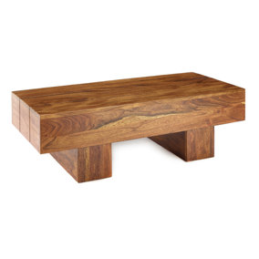 Elm Home And Garden Solid Dark Wooden Low Retro Small Coffee Table Small H 36 x W 100 x D 45 cm