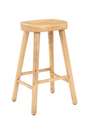Elm Home And Garden Solid Mango Wood Dark Breakfast Bar Kitchen Pub Café Stool Wooden H 68 x W 47 x D 38 cm