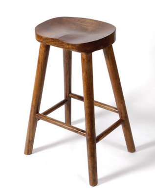 Elm Home And Garden Solid Mango Wood Dark Breakfast Bar Kitchen Pub Café Stool Wooden H 68 x W 47 x D 38 cm