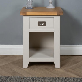 Elm Home and Garden White Painted Oak Wood Nightstand Bedside Cabinet Fully Assembled