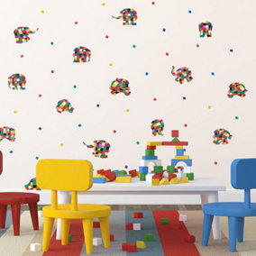 Elmer Wall Sticker Pack Children's Bedroom Nursery Playroom Décor Self-Adhesive Removable