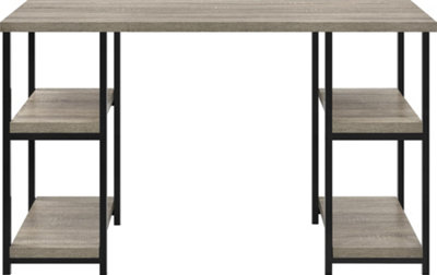 Elmwood double pedestal desk in distressed grey oak