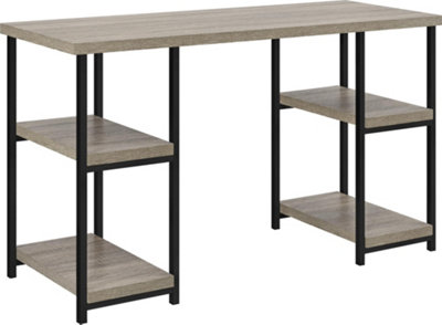 Elmwood double pedestal desk in distressed grey oak