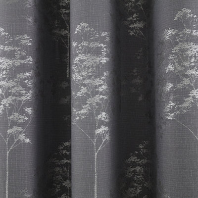 Elmwood Metallic Sheen Jacquard Pair of Eyelet Curtains