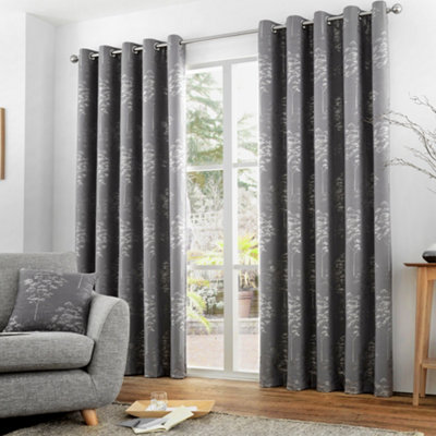 Elmwood Metallic Sheen Jacquard Pair of Eyelet Curtains