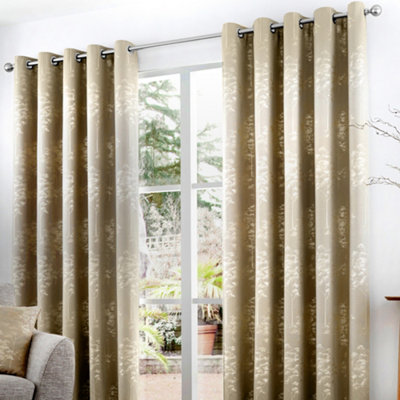 Elmwood Metallic Sheen Jacquard Pair of Eyelet Curtains