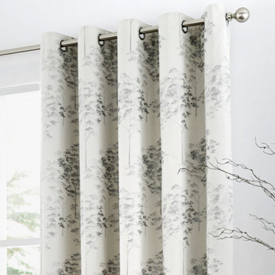 Elmwood Metallic Sheen Jacquard Pair of Eyelet Curtains