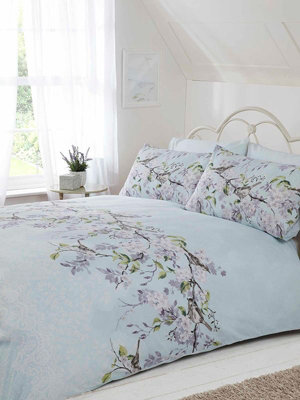 Eloise Floral King Duvet Cover Set - Duck Egg