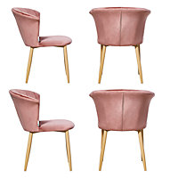 Elsa Velvet Dining Chair Set of 4, Pink
