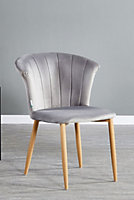 Elsa Velvet Dining Chair, Single, Grey