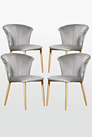 Elsa Velvet Dining Chairs, Set of 4, Grey