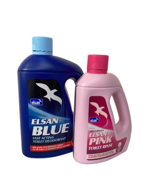 Elsan 4L Blue & 2L Pink Toilet Fluids with 8-Pack Dissolvable Toilet Rolls