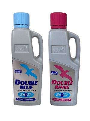 Elsan Double Blue 2L & Double Rinse 2L Toilet Chemical Twin Pack