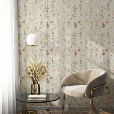 Elsie Floral Wallpaper Cream World of Wallpaper AF0045