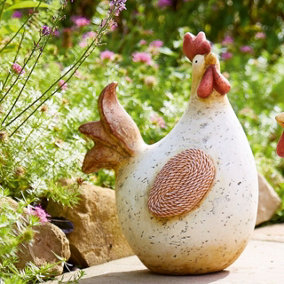 Elsie The Chicken Home or Garden Ornament - Weatherproof Hand Painted Resin Bird Figurine Sculpture Farmyard Style Decoration