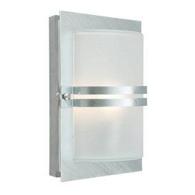 Elstead 1 Light Outdoor Frosted Flush Wall Light Galvanised IP54, E27