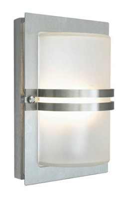 Elstead 1 Light Outdoor Frosted Flush Wall Light Stainless Steel IP54, E27