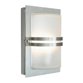 Elstead 1 Light Outdoor Frosted Flush Wall Light Stainless Steel IP54, E27