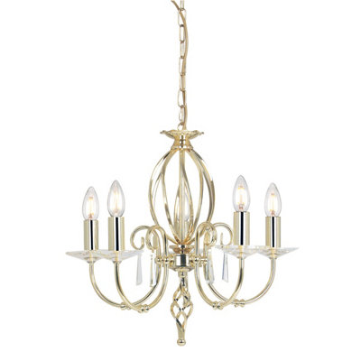 Elstead Aegean 5 Light Chandelier Polished Brass Finish, E14