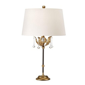 Elstead Amarilli Table Lamp with Round Tapered Shade, Bronze with Gold Patina