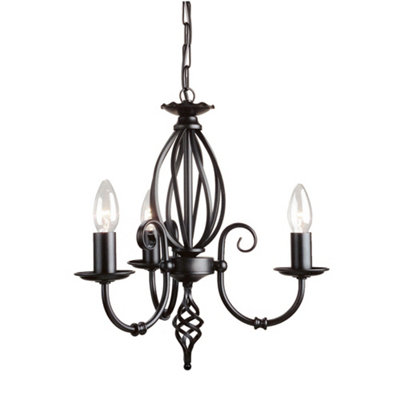 Elstead Artisan Chandelier 3 Light Black Finish, E14