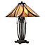 Elstead Asheville 2 Light Table Lamp Bronze, Tiffany Glass, E27