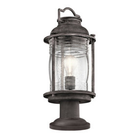 Elstead Ashland Bay 1 Light Medium Outdoor Pedestal Lantern Zinc IP44, E27