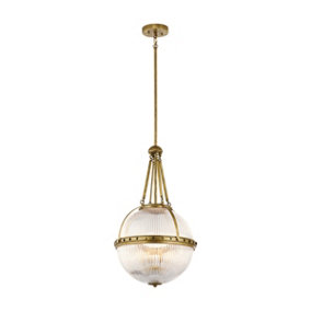 Elstead Aster 3 Light Globe Ceiling Pendant Brass, E14