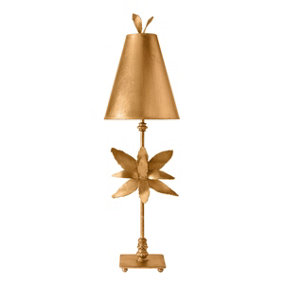 Elstead Azalea 1 Light Table Lamp Gold Floral Leaves Design, E27
