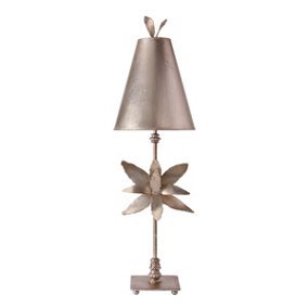 Elstead Azalea 1 Light Table Lamp Silver Floral Leaves Design, E27
