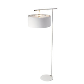 Elstead Balance 1 Light Floor Lamp White, Polished Nickel, E27