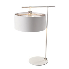 Elstead Balance 1 Light Table Lamp White, Polished Nickel, E27