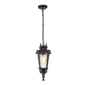 Elstead Baltimore 1 Light Medium Outdoor Ceiling Chain Lantern Weathered Bronze, E27