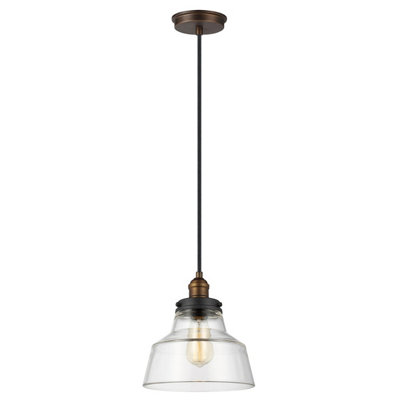Elstead Baskin 1 Light Dome Ceiling Pendant Brass, Dark Zinc, E27