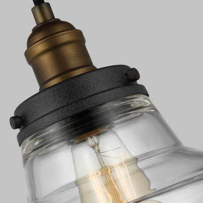 Elstead Baskin 1 Light Dome Ceiling Pendant Brass, Dark Zinc, E27