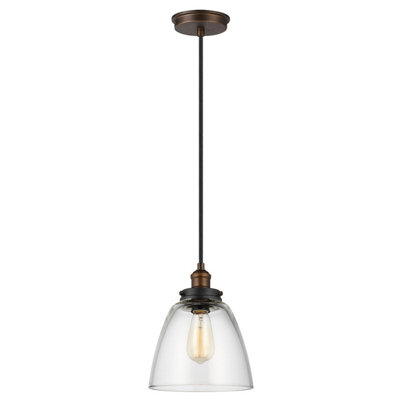 Elstead Baskin 1 Light Dome Ceiling Pendant Brass, Dark Zinc, E27