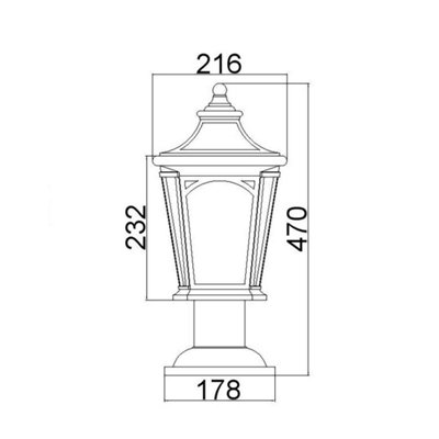 Elstead Bedford 1 Light Medium Pedestal Lantern - Mystic Black Finish, E27