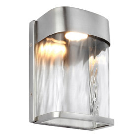 Elstead Bennie LED 1 Light Outdoor Small Wall Light Painted Brushed Steel IP44