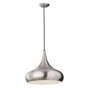 Elstead Beso 1 Light Large Dome Ceiling Pendant Brushed Steel, E27