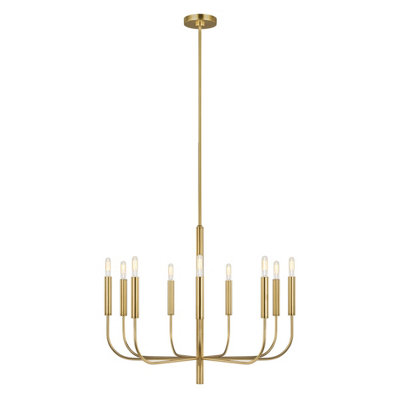 Elstead Brianna 9 Light Chandelier, Burnished Brass, E14