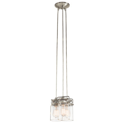 3 light cluster store pendant brushed nickel