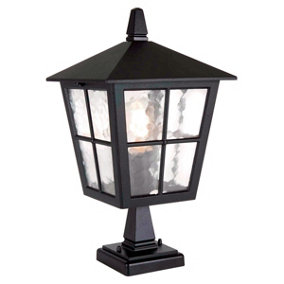Elstead Canterbury 1 Light Outdoor Pedestal Lantern Black IP43, E27
