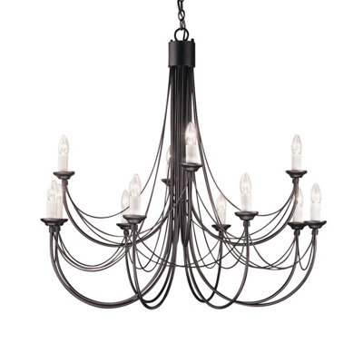 Elstead Carisbrooke 12 Light Candle Chandelier Black