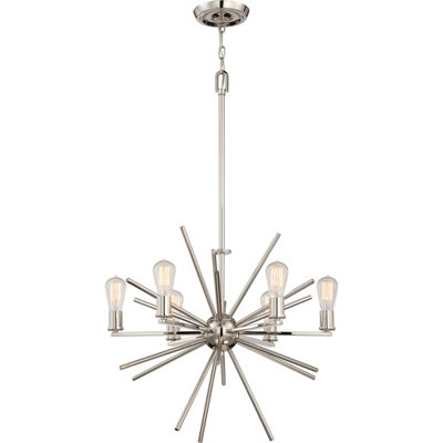 Elstead Carnegie 6 Light Chandelier Silver Finish, E27