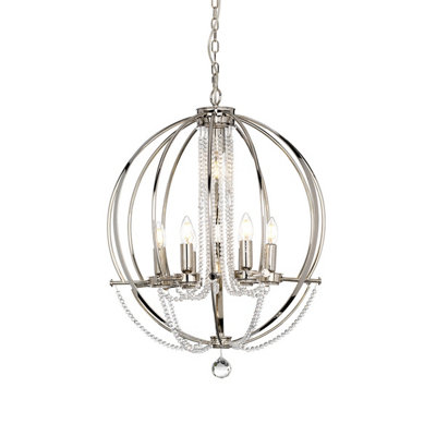 Elstead Cassie 7 Light Chandelier Polished Nickel
