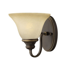 Elstead Cello 1 Light Wall Light Antique Bronze Glass Shade, E27