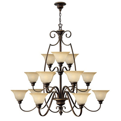 Elstead Cello 15 Light Chandelier Antique Bronze, with Glass Shades
