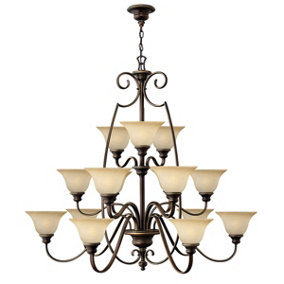 Elstead Cello 15 Light Chandelier Antique Bronze, with Glass Shades