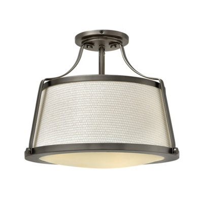Elstead Charlotte 3 Light Semi Flush Ceiling Light Antique Nickel, E27